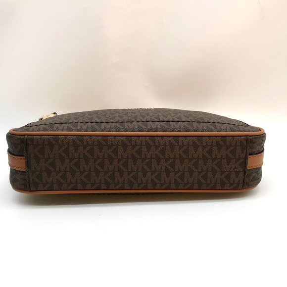 Michael Kors Brown Coated Canvas Jet Set Charm Medium Pochette Convertible Shoul - Picture 5 of 12
